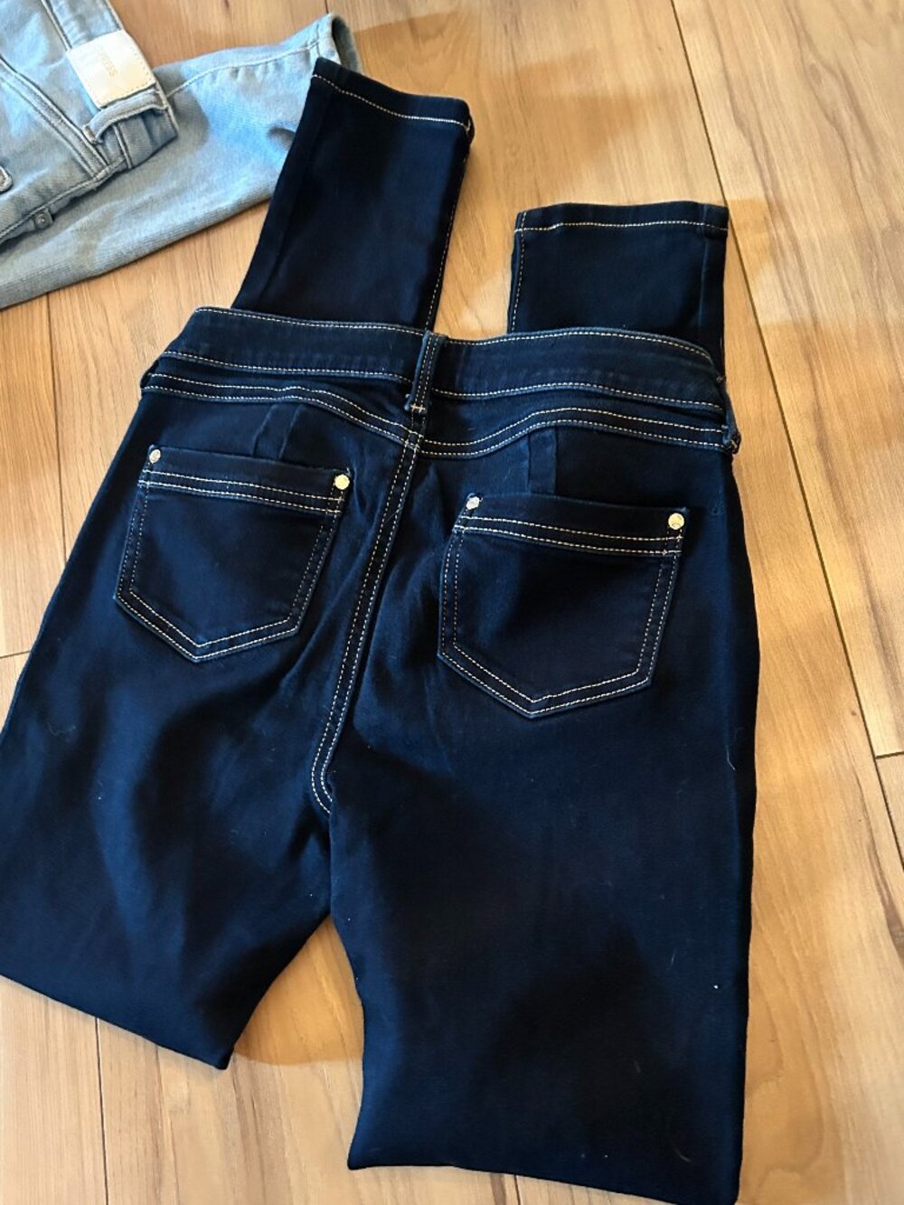 size 4  blue denim jeans womens pants four stretch suoer skinny